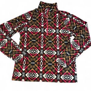 Eddie Bauer Red and Black Geometric Fleece 1/4 zip Jacket